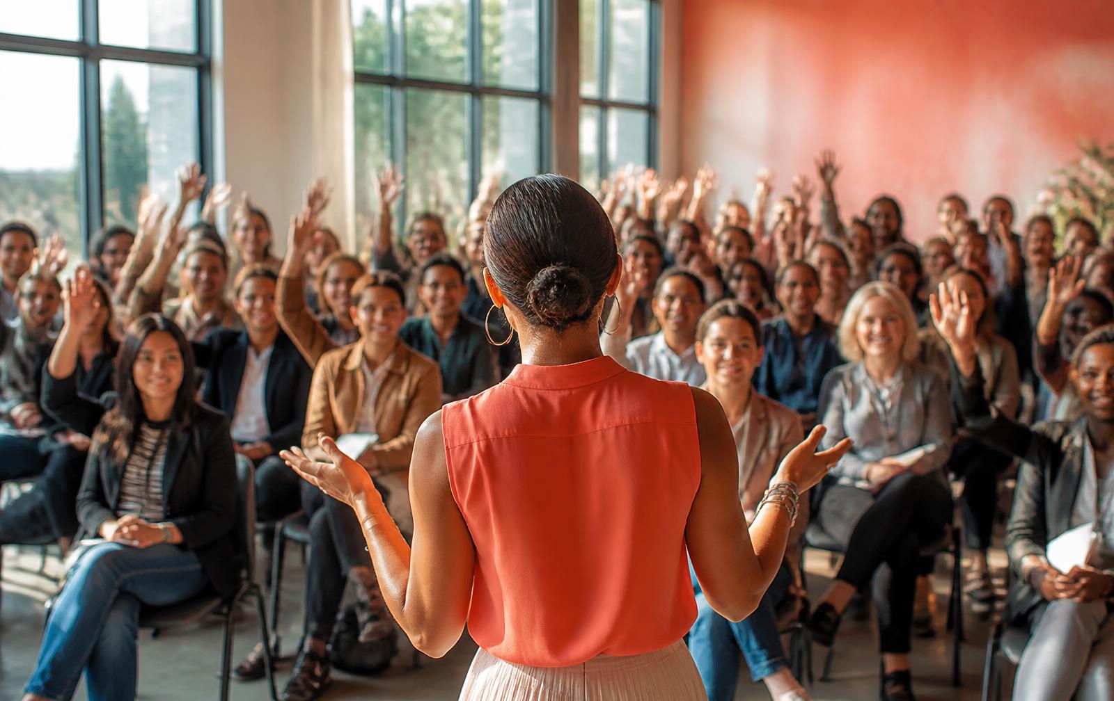 A speaker connecting with an engaged audience